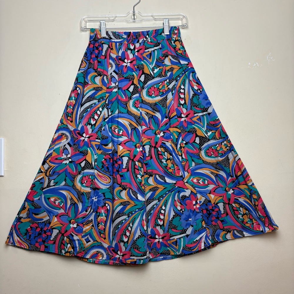 Vintage Norton McNaughton petites boho floral midi‎ skirt